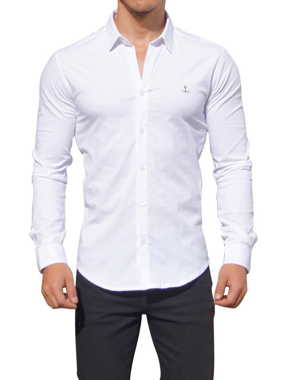Camisa formal de algodón manga larga para hombre Camisa formal de algodón manga larga para hombre