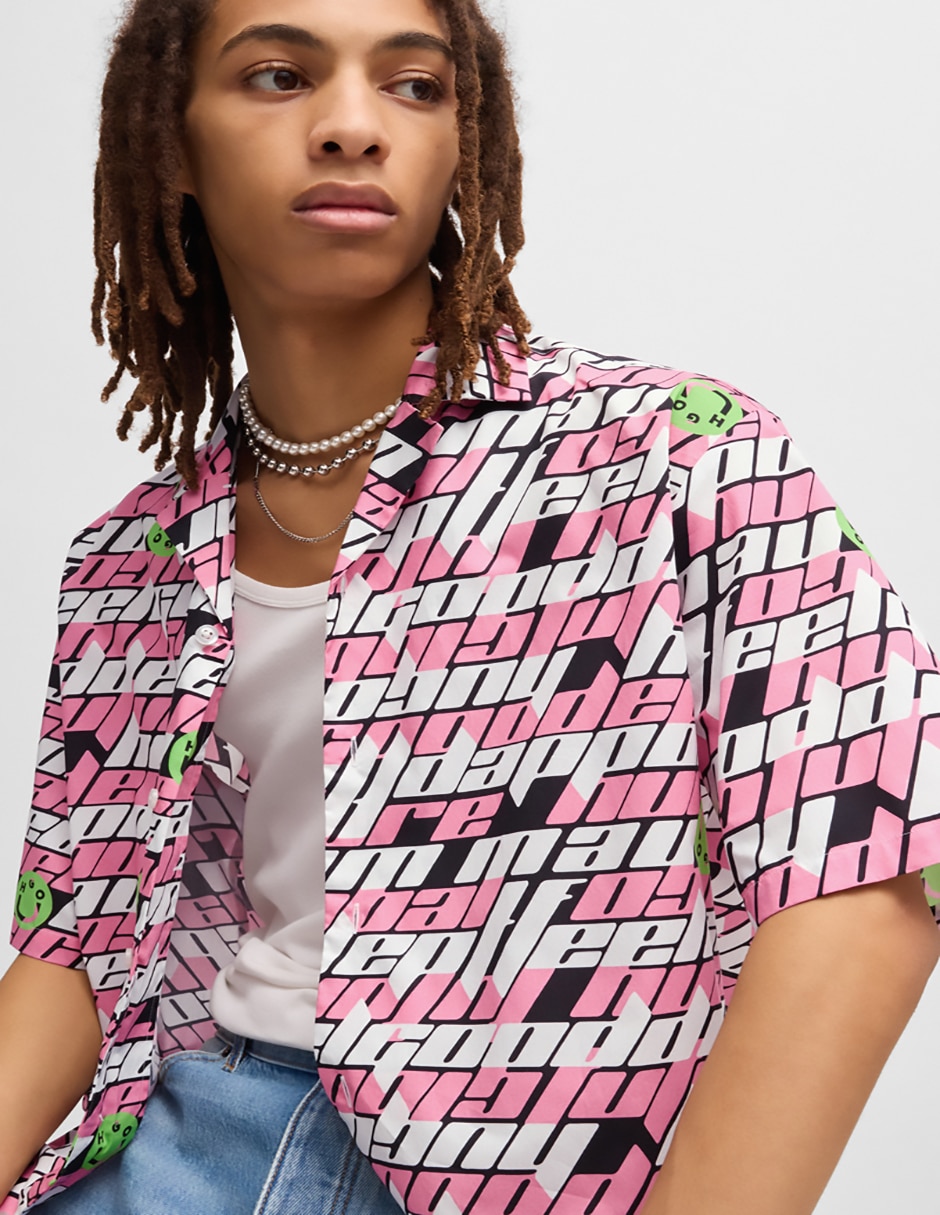 Camisa casual de algodón manga corta para hombre