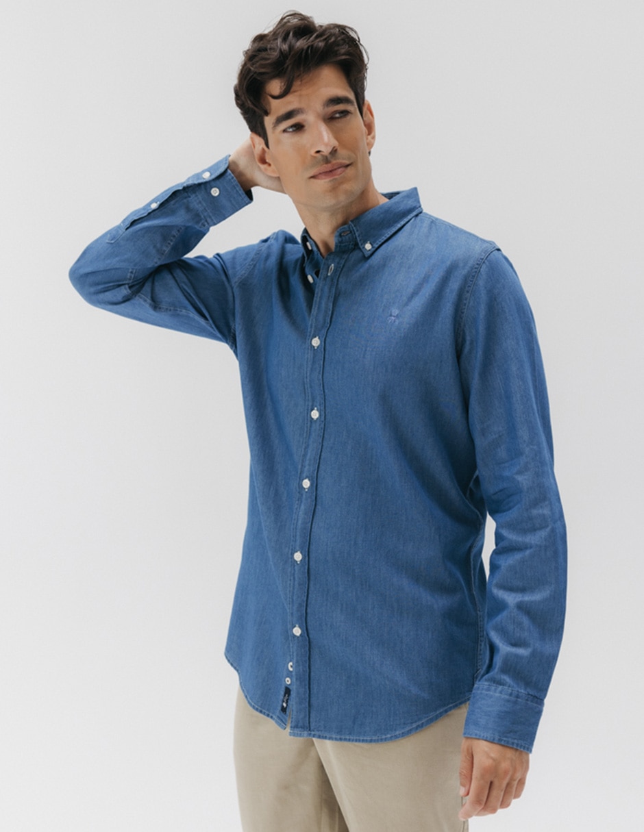 Camisa casual el pulpo manga larga para hombre