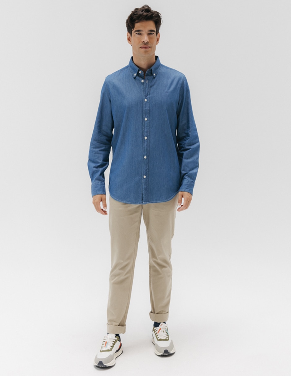 Camisa casual el pulpo manga larga para hombre