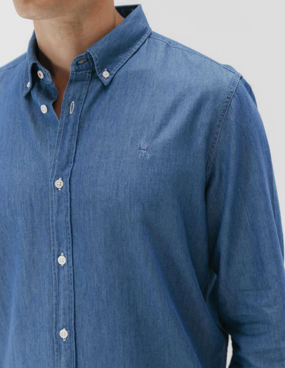 Camisa casual el pulpo manga larga para hombre