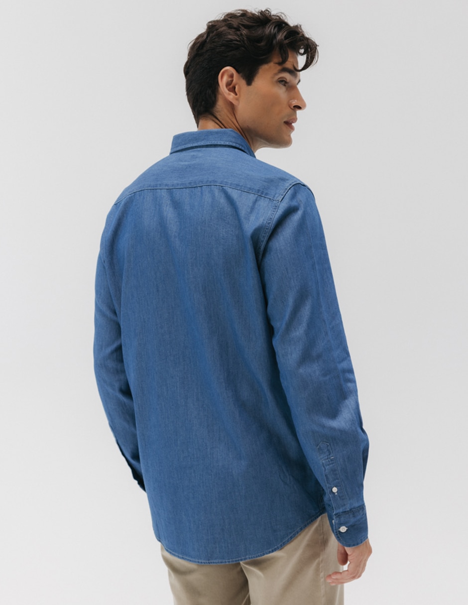Camisa casual manga larga para hombre 4