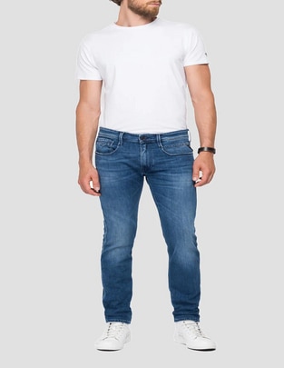 Jeans slim lavado claro para hombre
