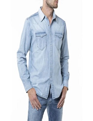 Camisa casual de algodón manga larga para hombre