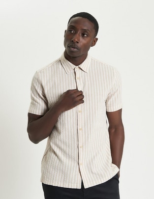 Camisa casual de algodón manga corta para hombre
