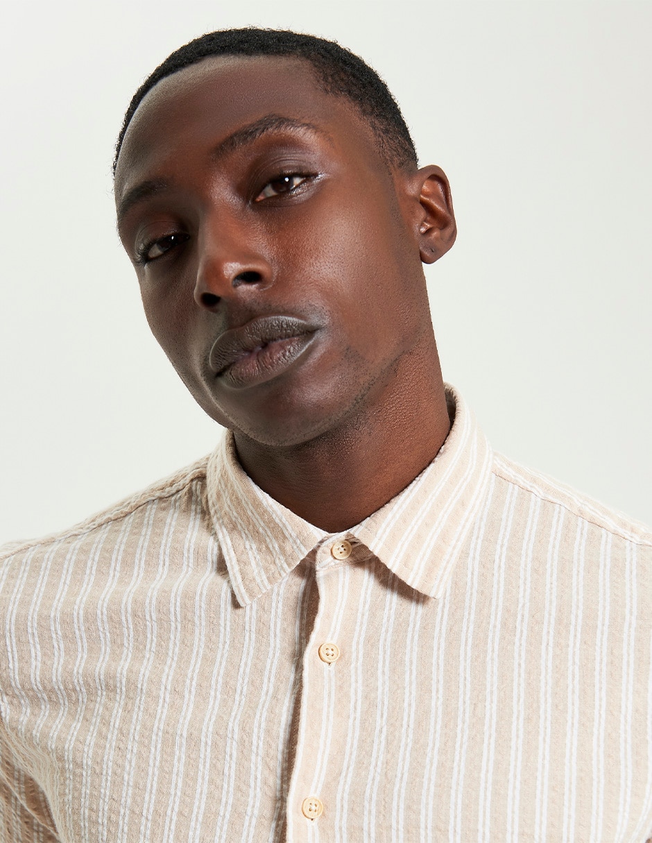 Camisa casual de algodón manga corta para hombre