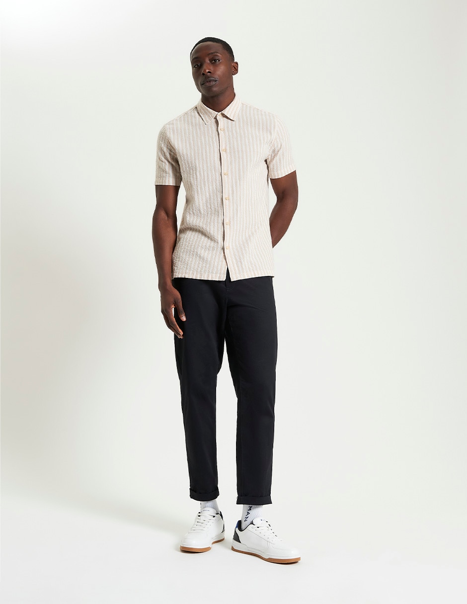 Camisa casual de algodón manga corta para hombre