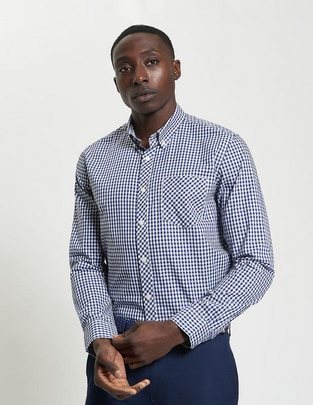 Camisa business casual de algodón manga larga para hombre Camisa business casual de algodón manga larga para hombre