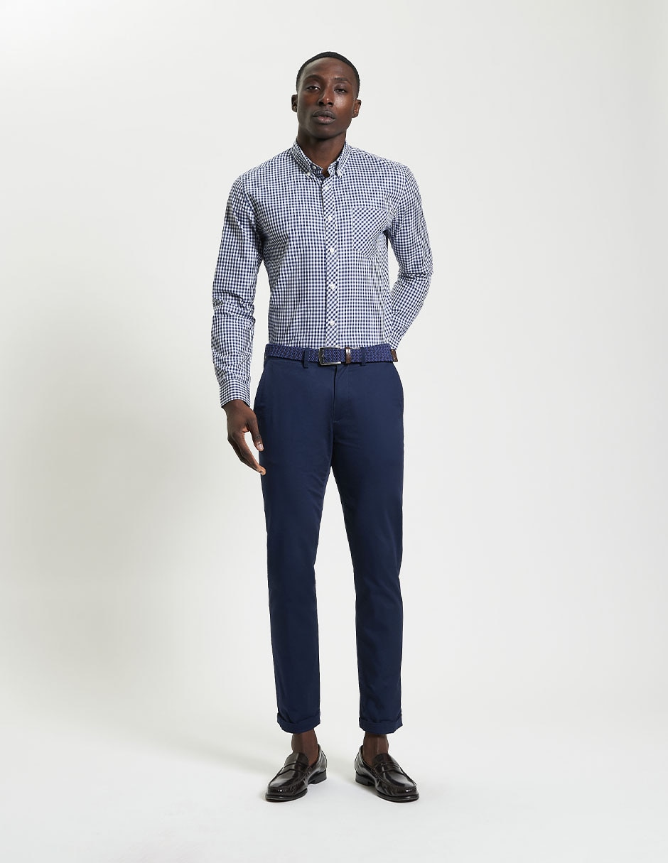 Camisa business casual de algodón manga larga para hombre 4