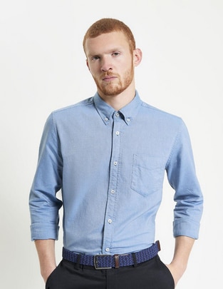 Camisa business casual de algodón manga larga para hombre Camisa business casual de algodón manga larga para hombre