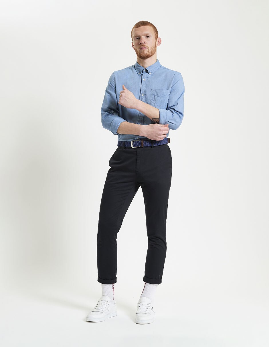 Camisa business casual de algodón manga larga para hombre 4