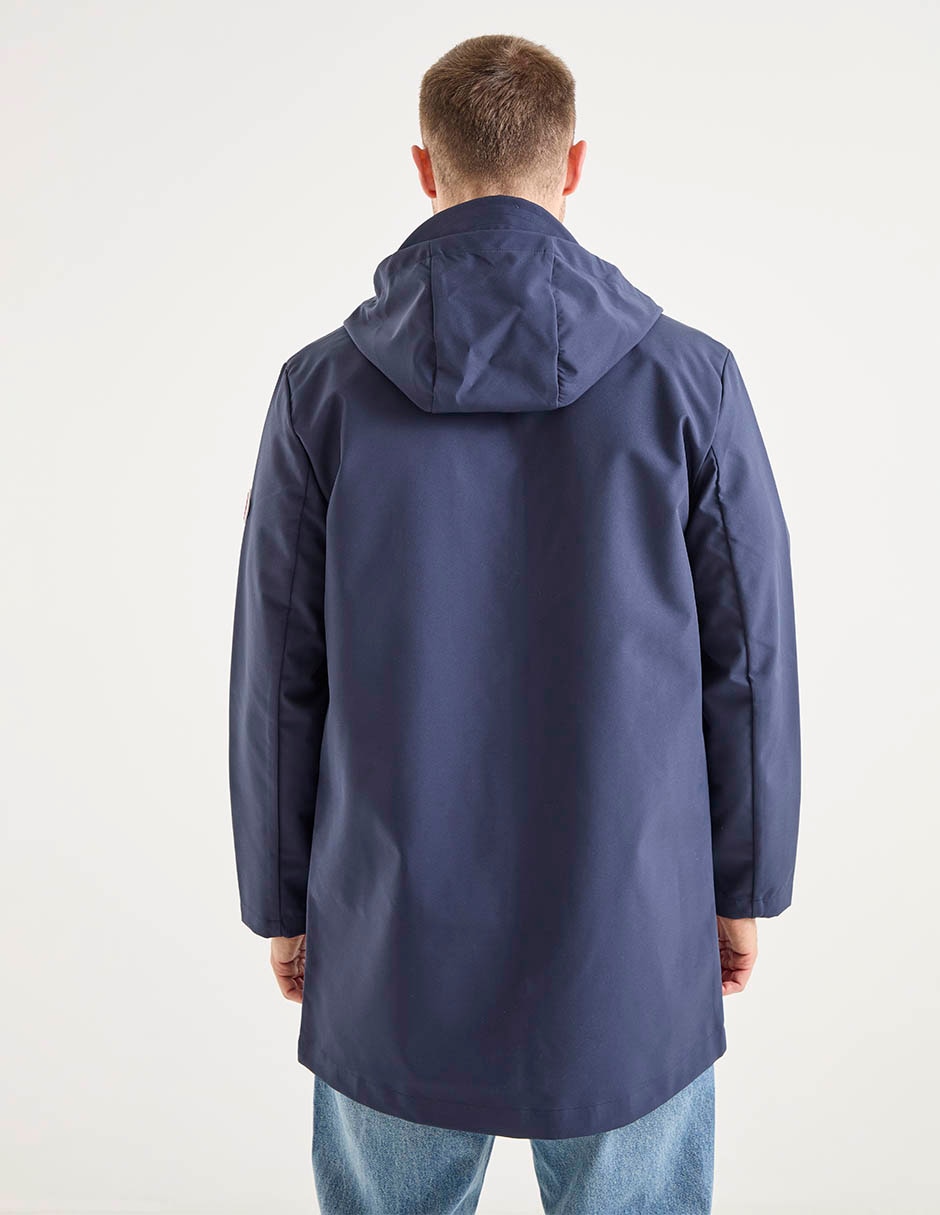 Chamarra parka impermeable capucha y bolsa para hombre