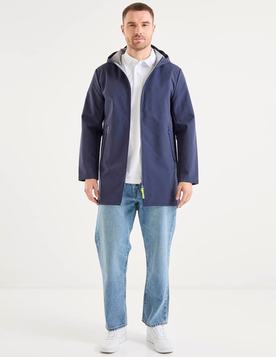 Chamarra parka impermeable capucha y bolsa para hombre