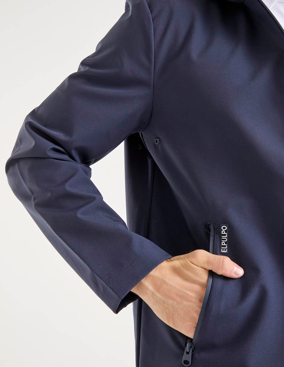 Chamarra parka impermeable capucha y bolsa para hombre