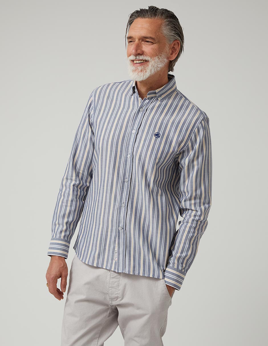 Camisa business casual de algodón manga larga para hombre