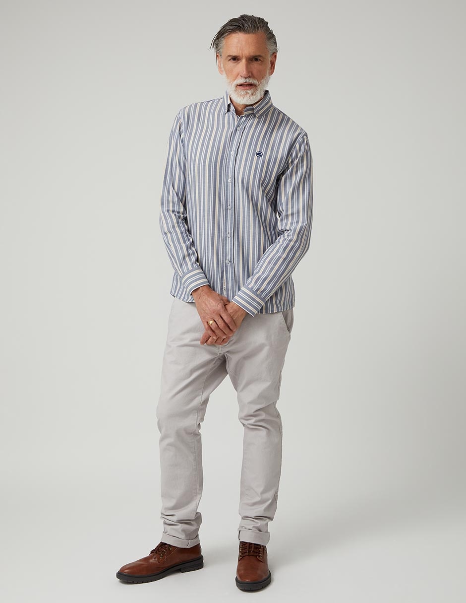 Camisa business casual de algodón manga larga para hombre