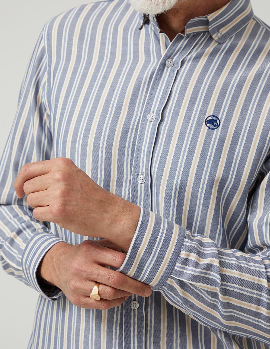 Camisa business casual de algodón manga larga para hombre