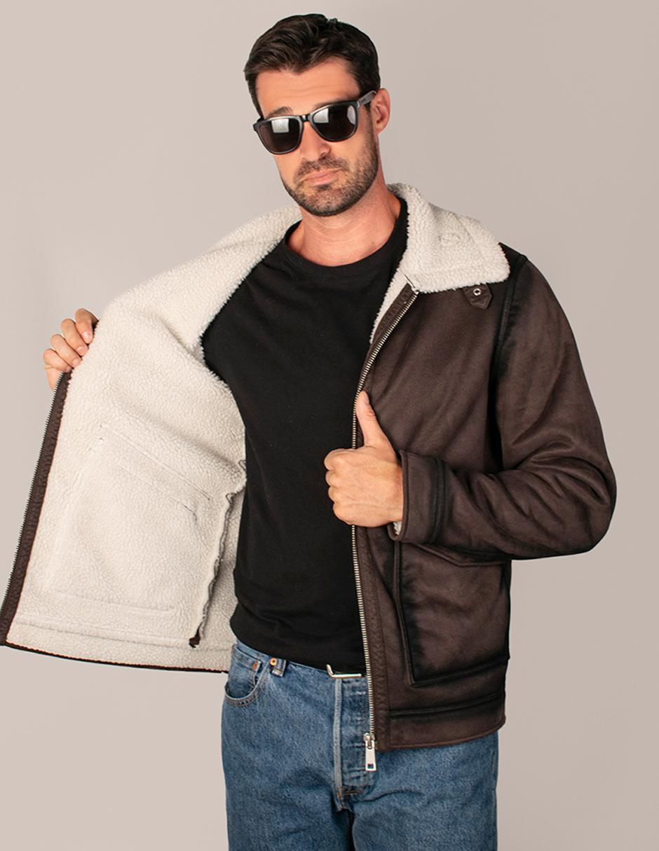 Chamarra casual cuello a contraste para hombre 5
