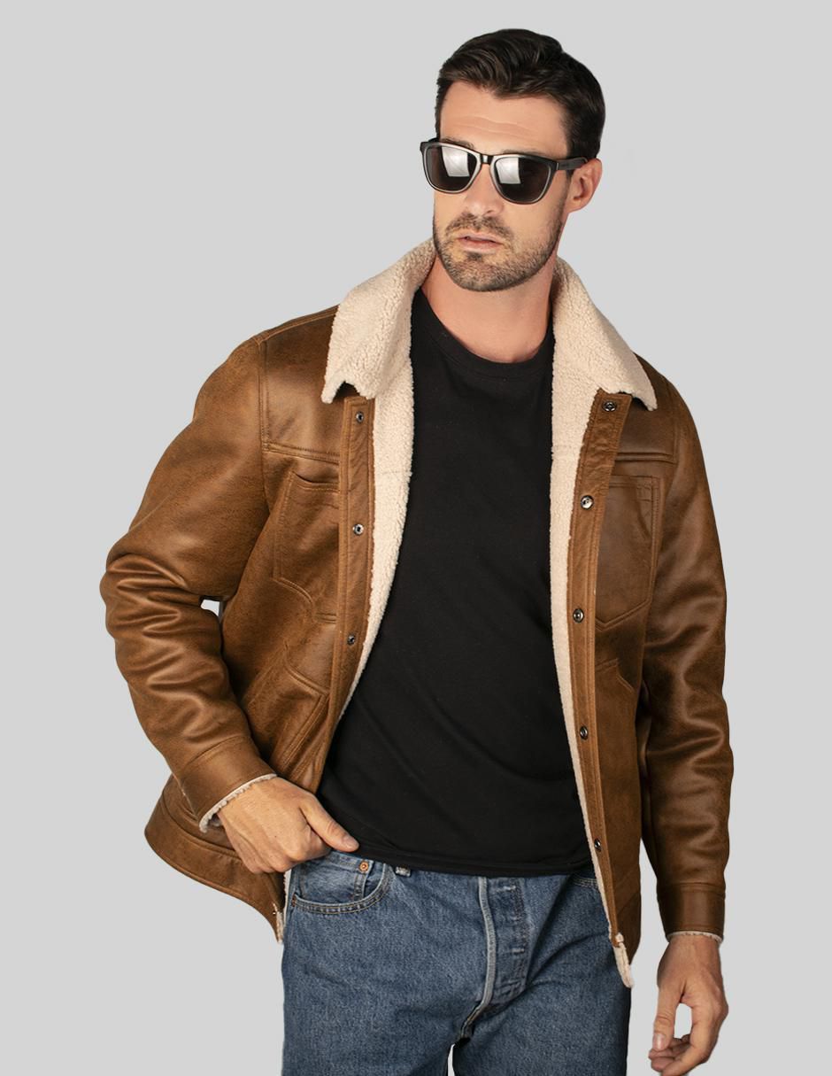 Chamarra casual cuello a contraste para hombre 5