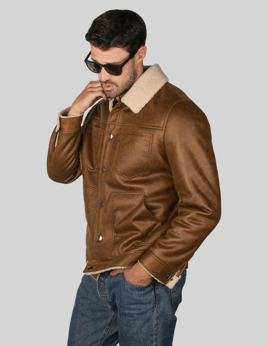 Chamarra casual cuello a contraste para hombre 3