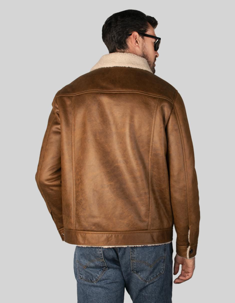 Chamarra casual cuello a contraste para hombre 2