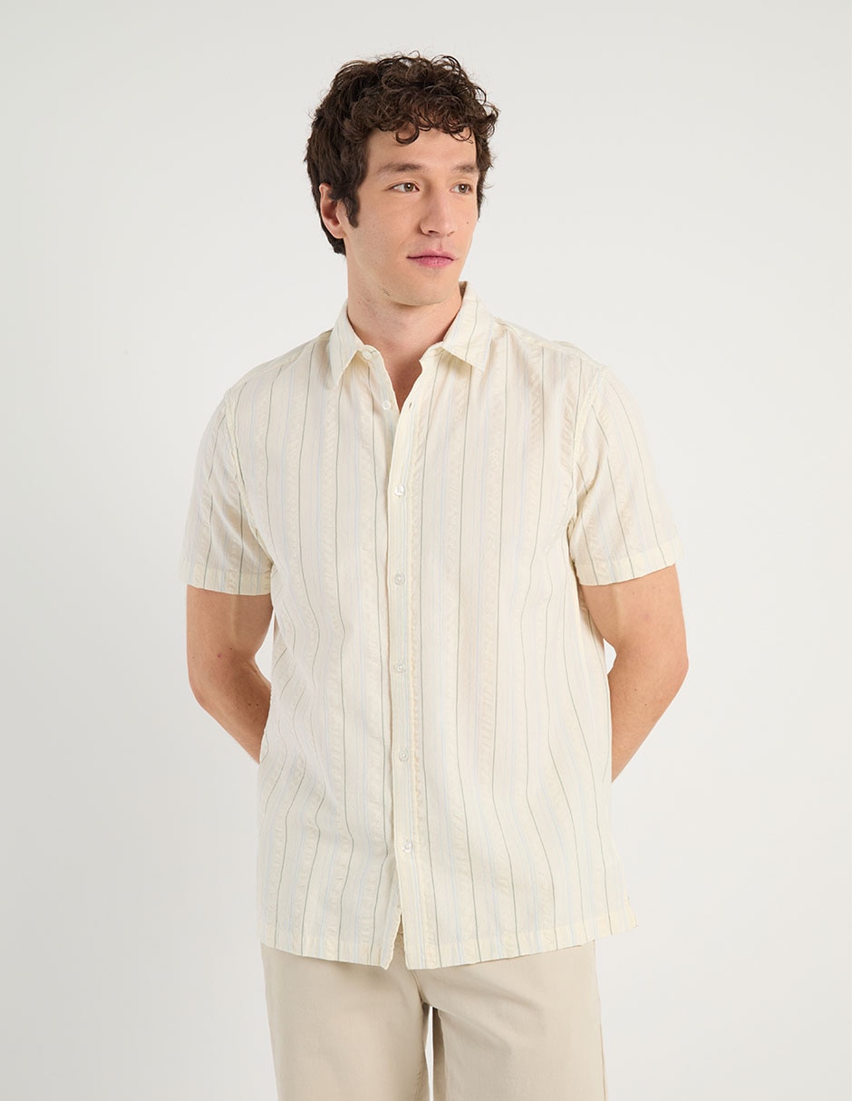 Camisa casual de algodón manga corta para hombre