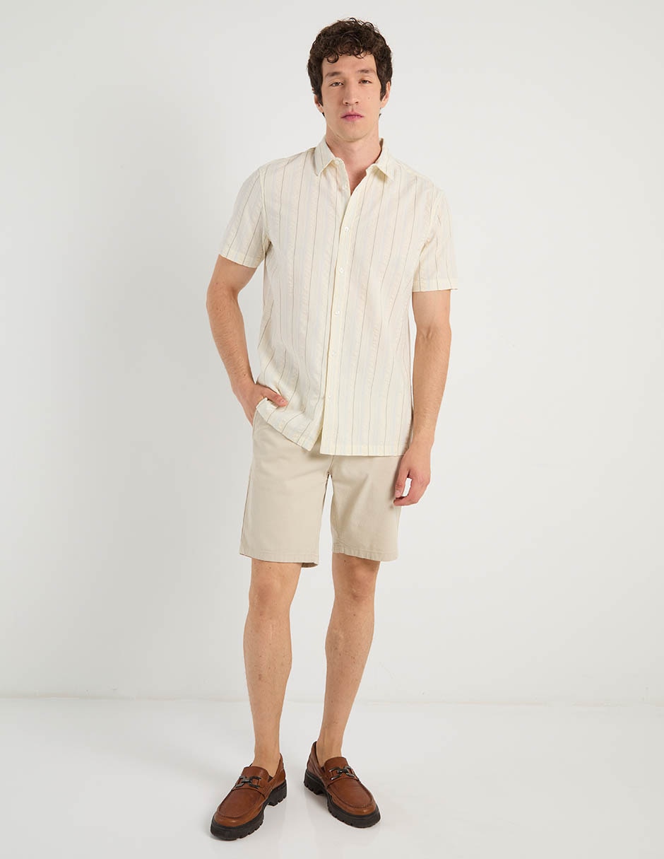 Camisa casual de algodón manga corta para hombre