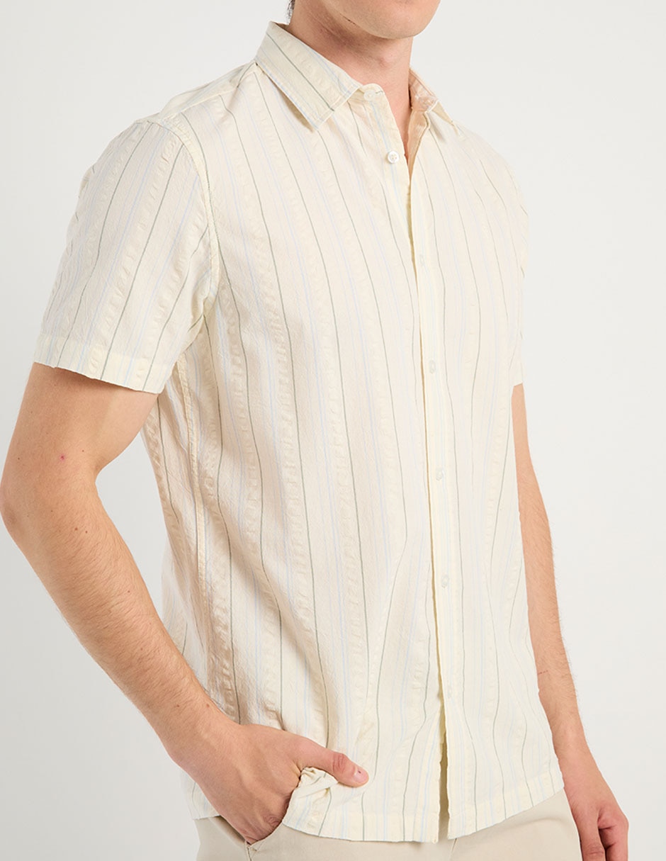 Camisa casual de algodón manga corta para hombre