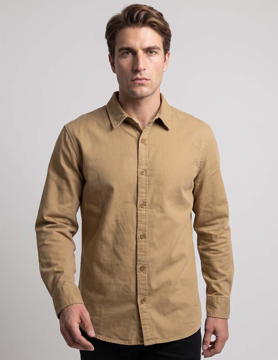 Camisa de algodón manga larga para hombre
