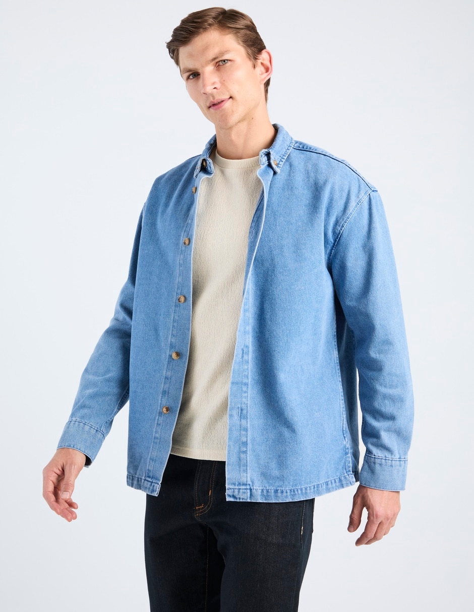 Sobrecamisa formal de algodón manga larga para hombre 8