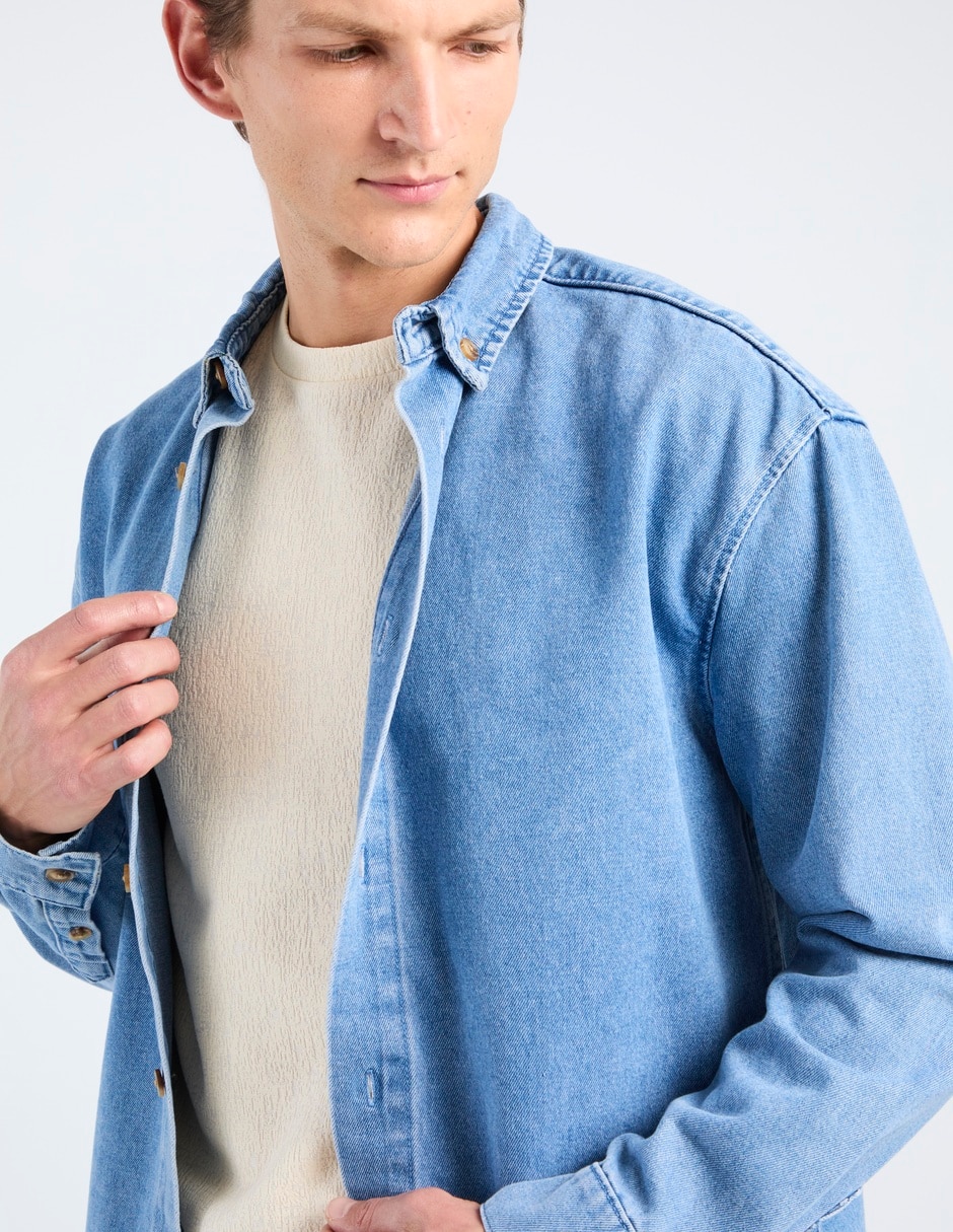 Sobrecamisa formal de algodón manga larga para hombre 2