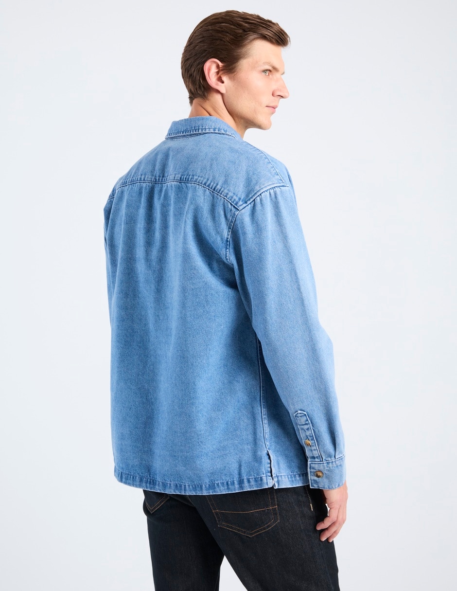 Sobrecamisa formal de algodón manga larga para hombre 9