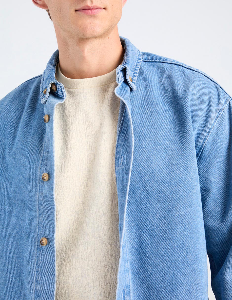 Sobrecamisa formal de algodón manga larga para hombre 10