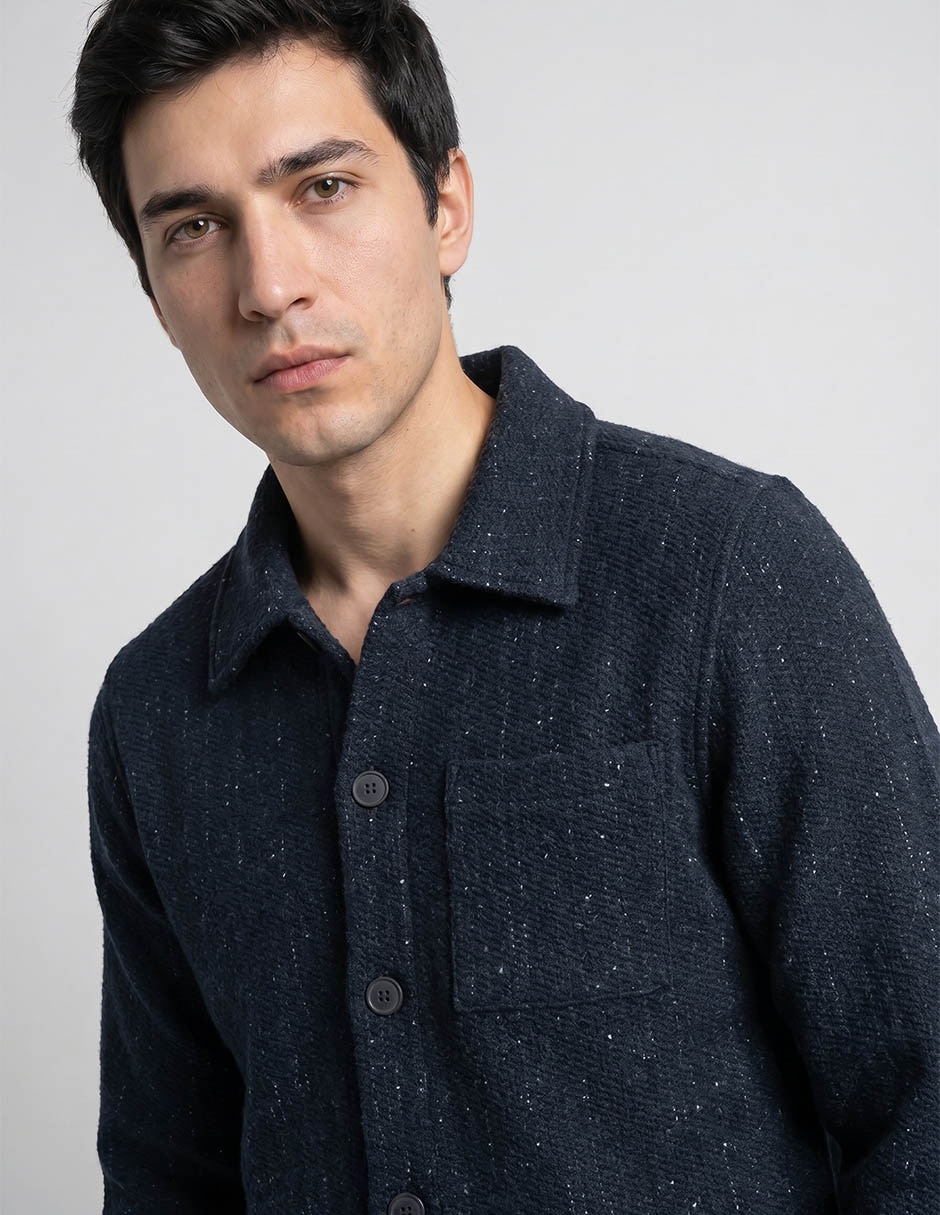 Sobrecamisa formal de algodón manga larga para hombre 3