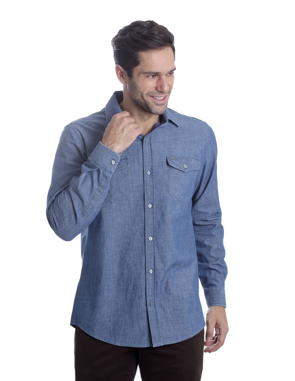 Camisa casual de algodón manga larga para hombre 1