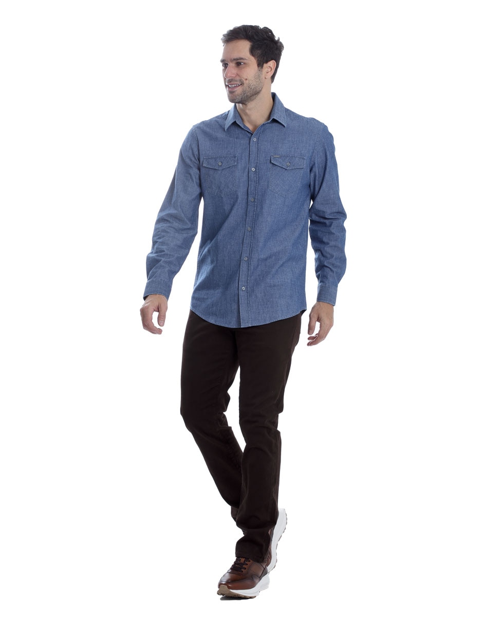 Camisa casual de algodón manga larga para hombre 6
