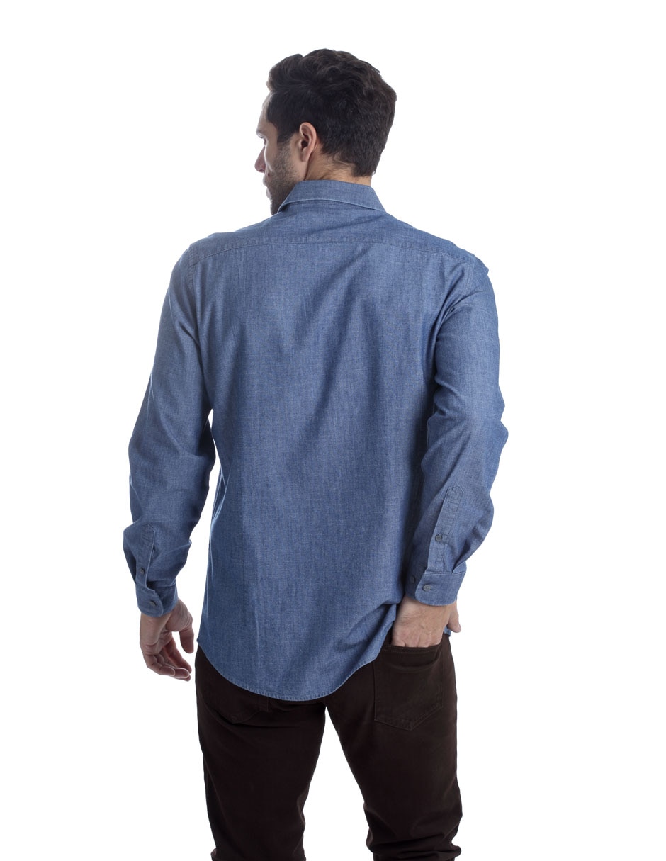 Camisa casual de algodón manga larga para hombre 8