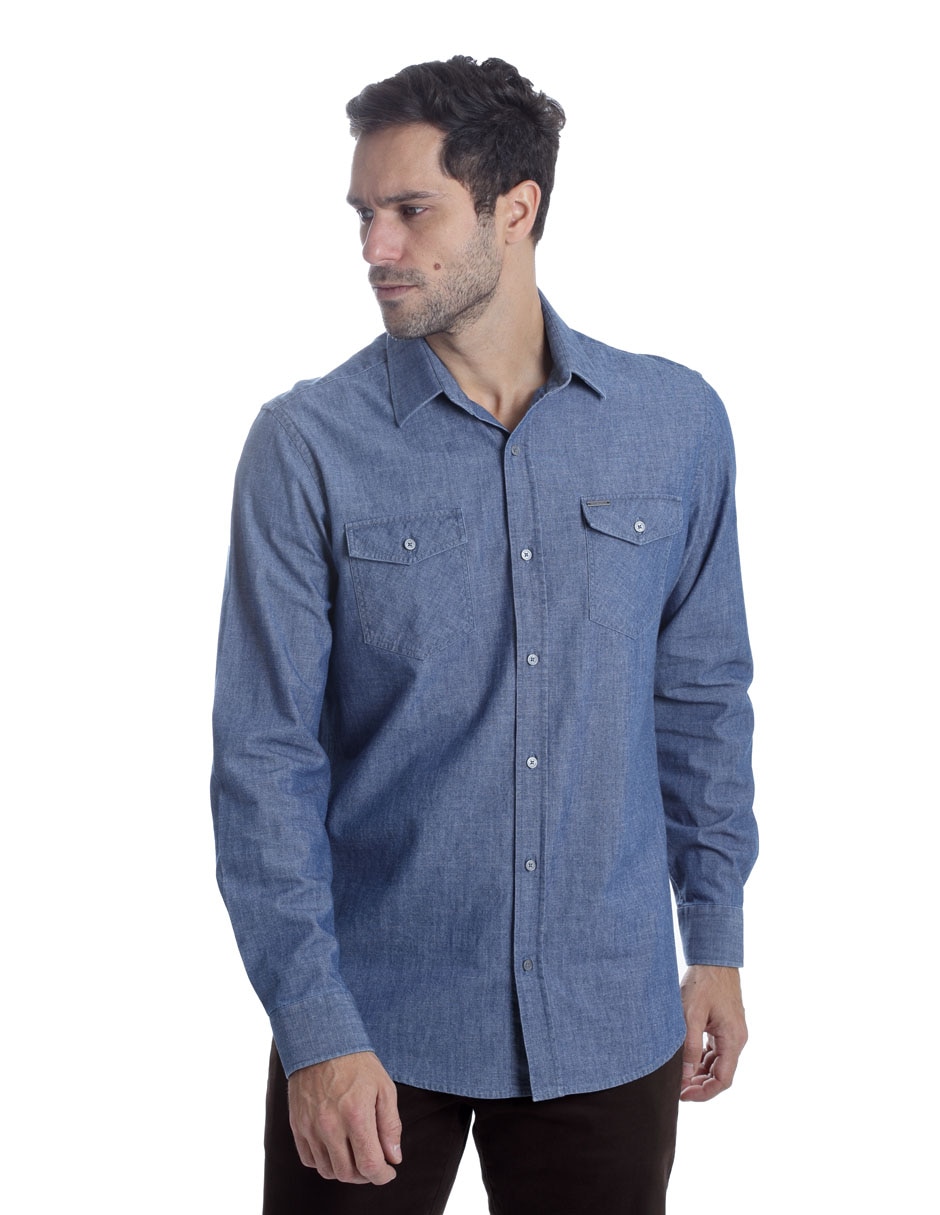 Camisa casual de algodón manga larga para hombre 9