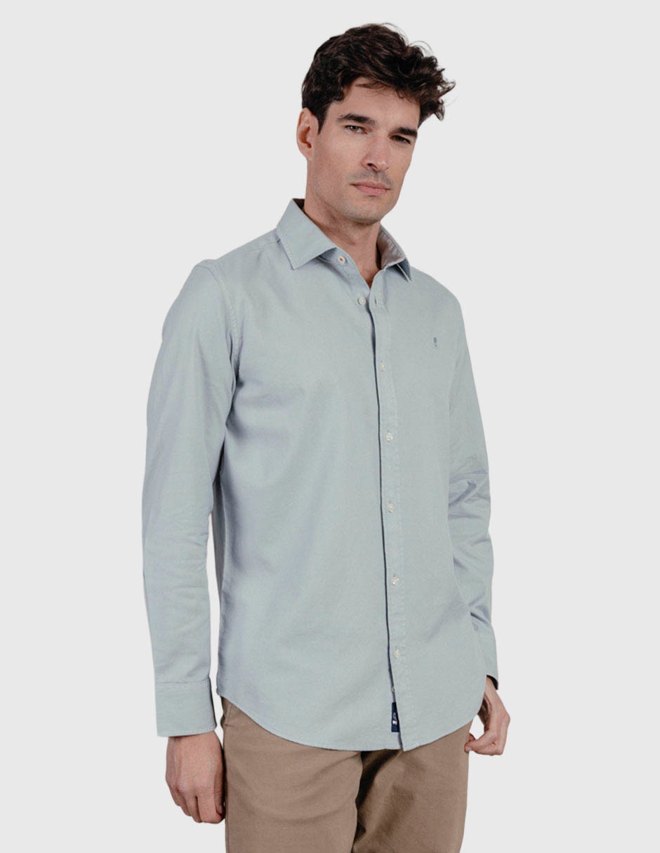 Camisa casual El Pulpo de algodón manga larga para hombre