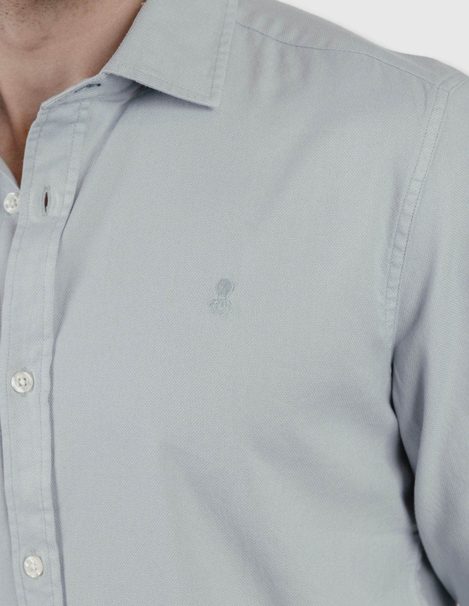 Camisa casual El Pulpo de algodón manga larga para hombre