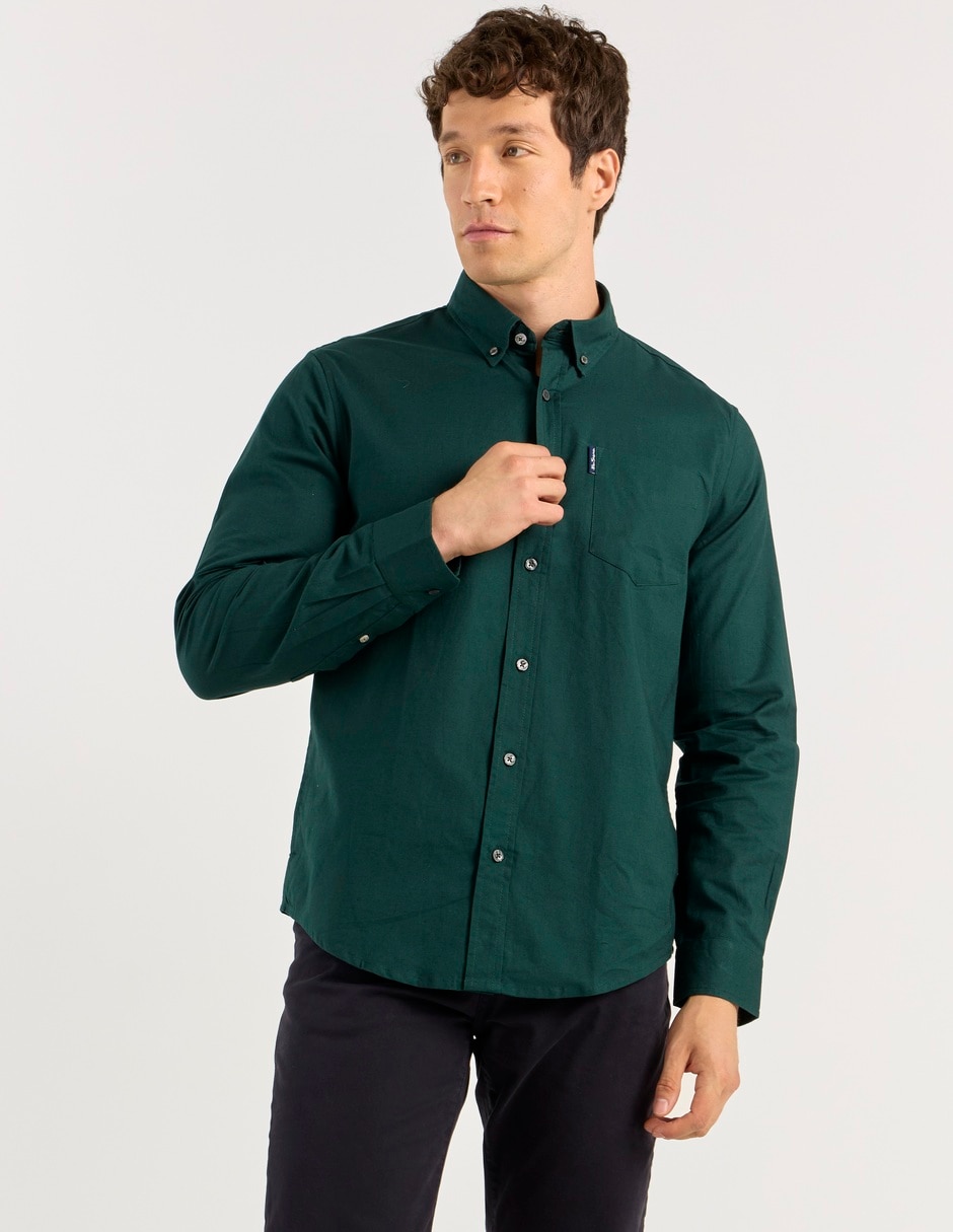 Camisa business casual de algodón manga larga para hombre