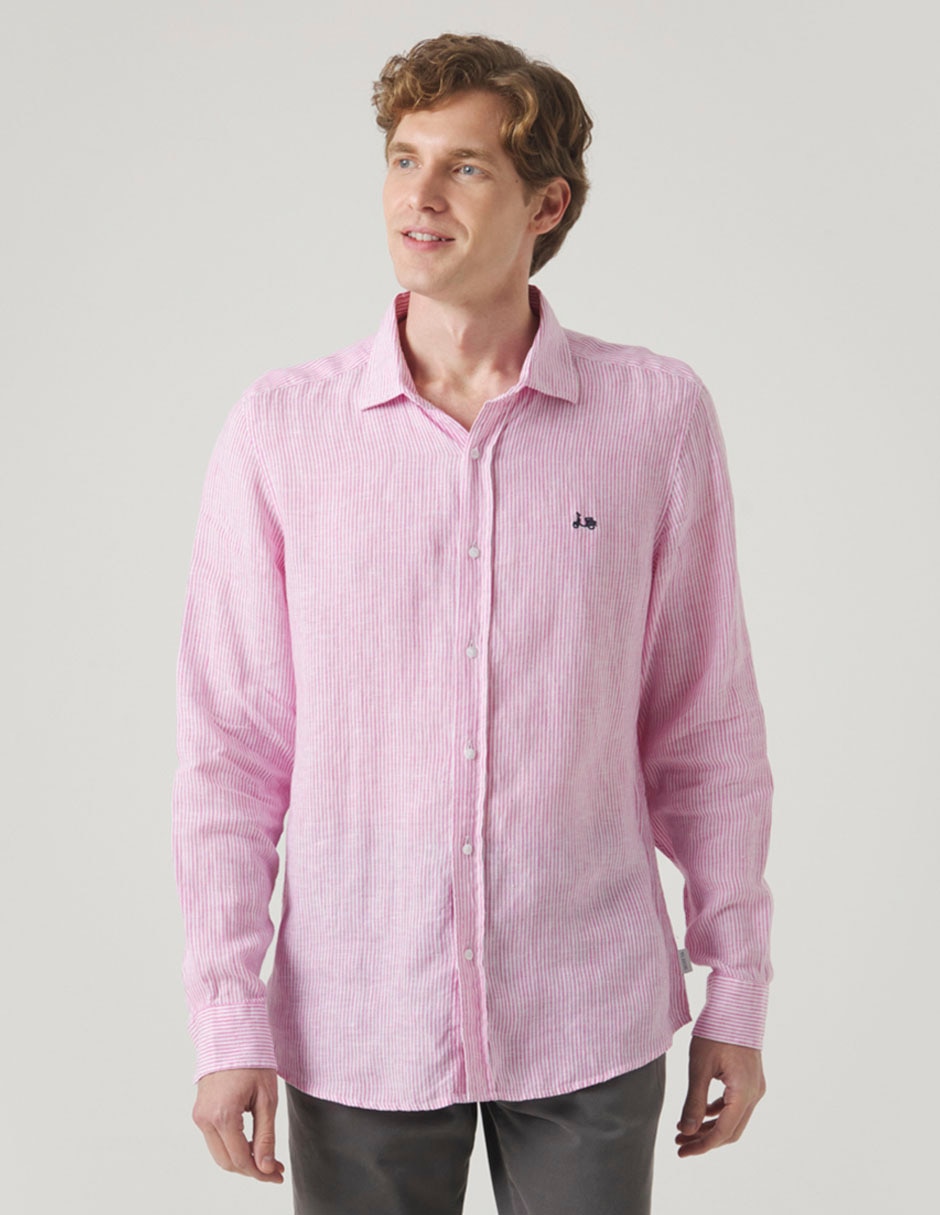 Camisa casual de lino manga larga para hombre 2