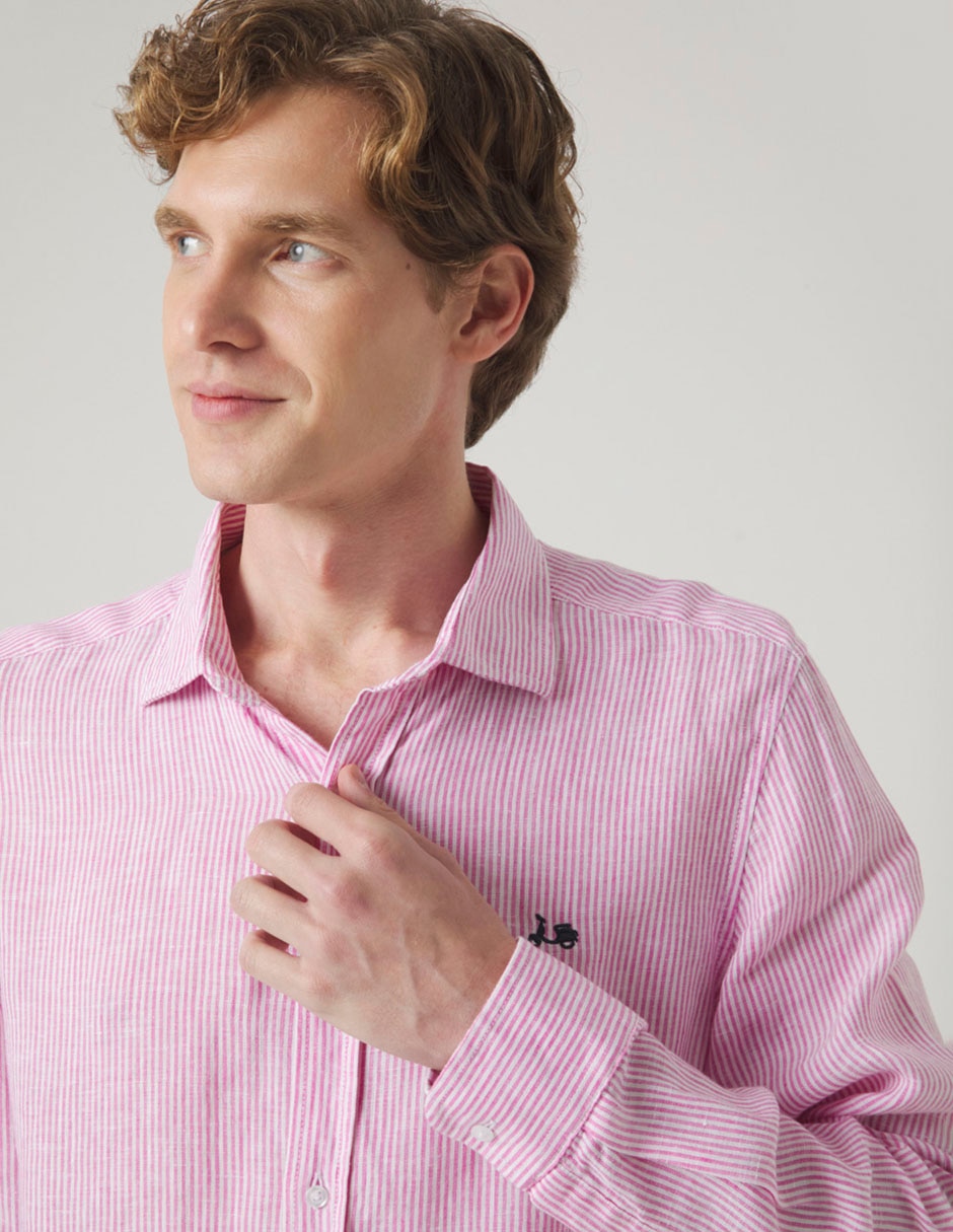 Camisa casual de lino manga larga para hombre 3