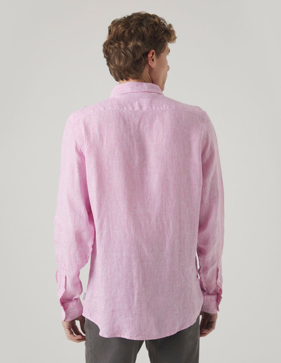 Camisa casual de lino manga larga para hombre 4