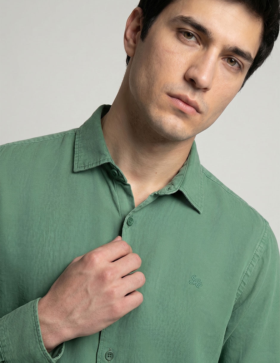 Camisa casual manga larga para hombre 4