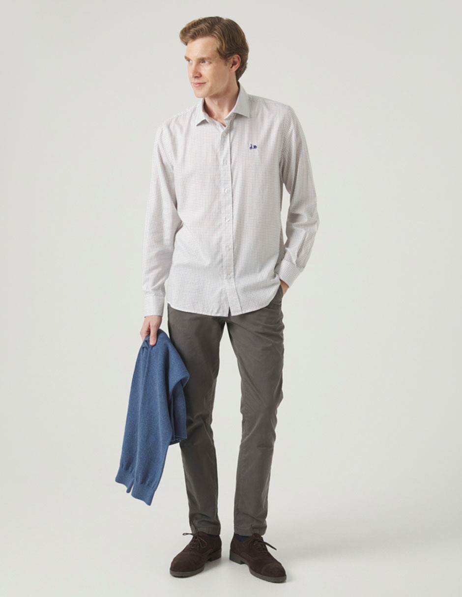 Camisa casual de algodón manga larga para hombre Camisa casual de algodón manga larga para hombre