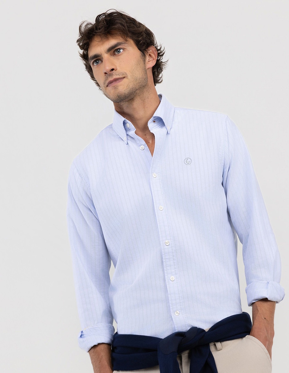 Camisa casual El Ganso de algodón manga larga para hombre