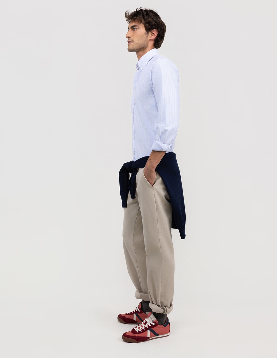 Camisa casual El Ganso de algodón manga larga para hombre