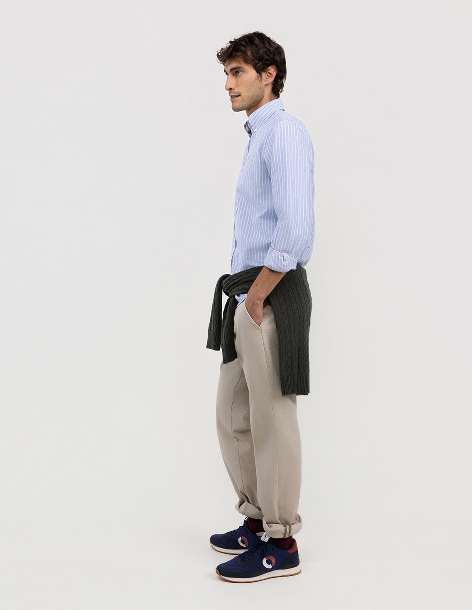 Camisa casual El Ganso de algodón manga larga para hombre