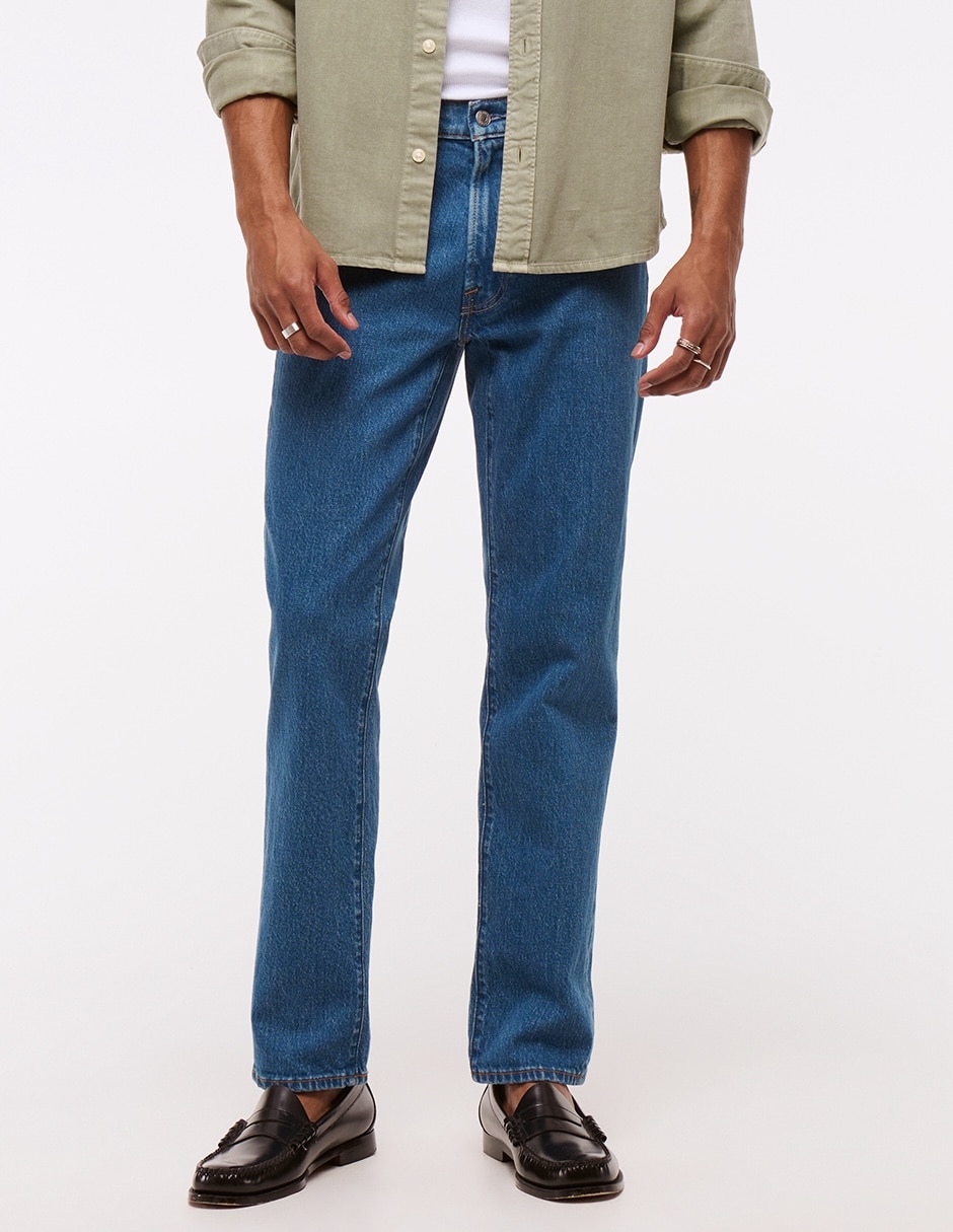 Jeans straight lavado medio para hombre